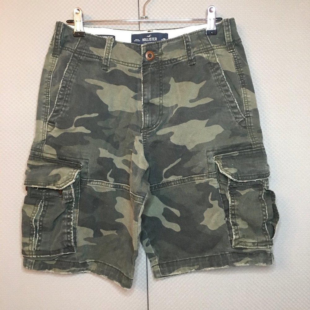 Hollister California Classic Cargo Shorts Camo Green Epic Flex Men's Size W28